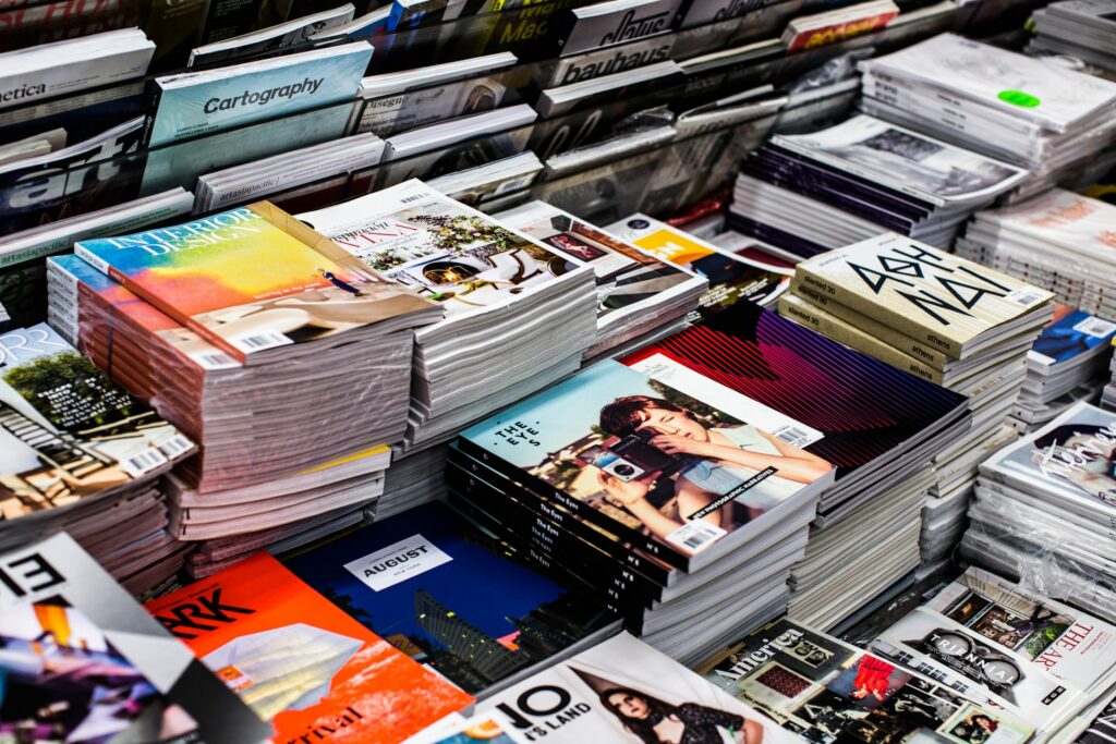 stacks of magazines